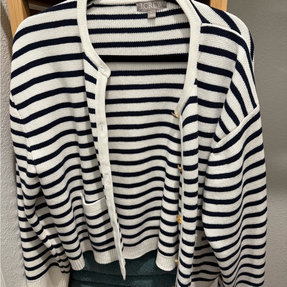 J. Crew Relaxed Emilie Sweater in Blue/Ivory